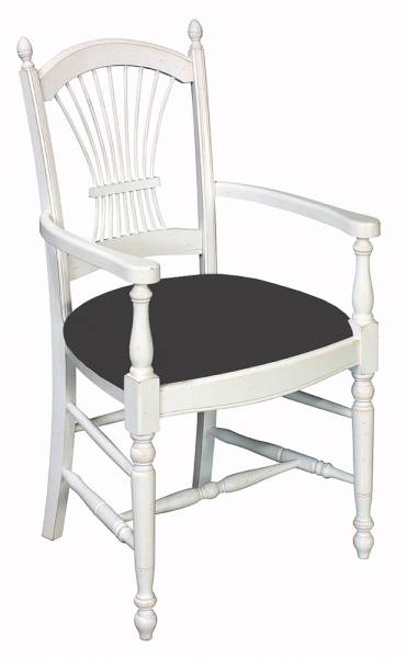 Fauteuil gerbe provençal en bois avec assise en tissu