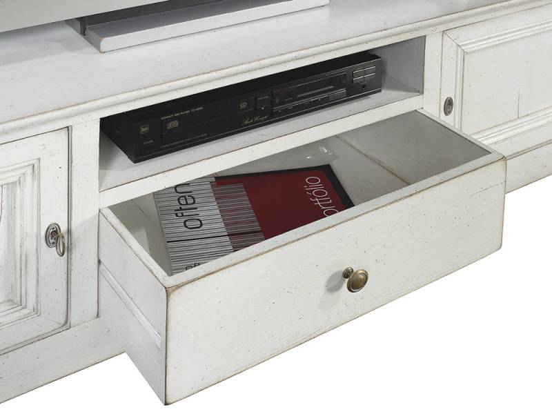 Meuble Télé/Hifi en chêne massif 2 portes 1 tiroir 1 niche 2 étagères