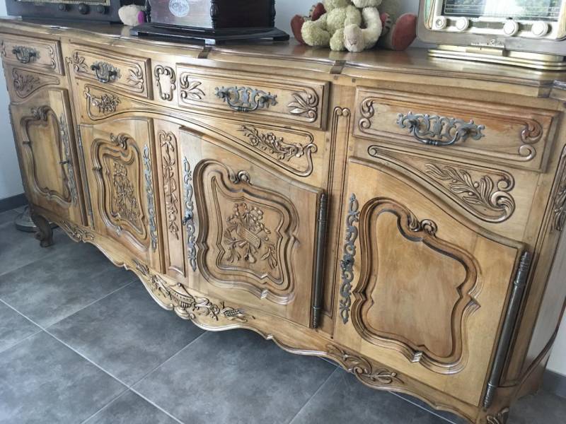 où faire rénover son bahut en noyer en blanc et plateau bois naturel avignon 84